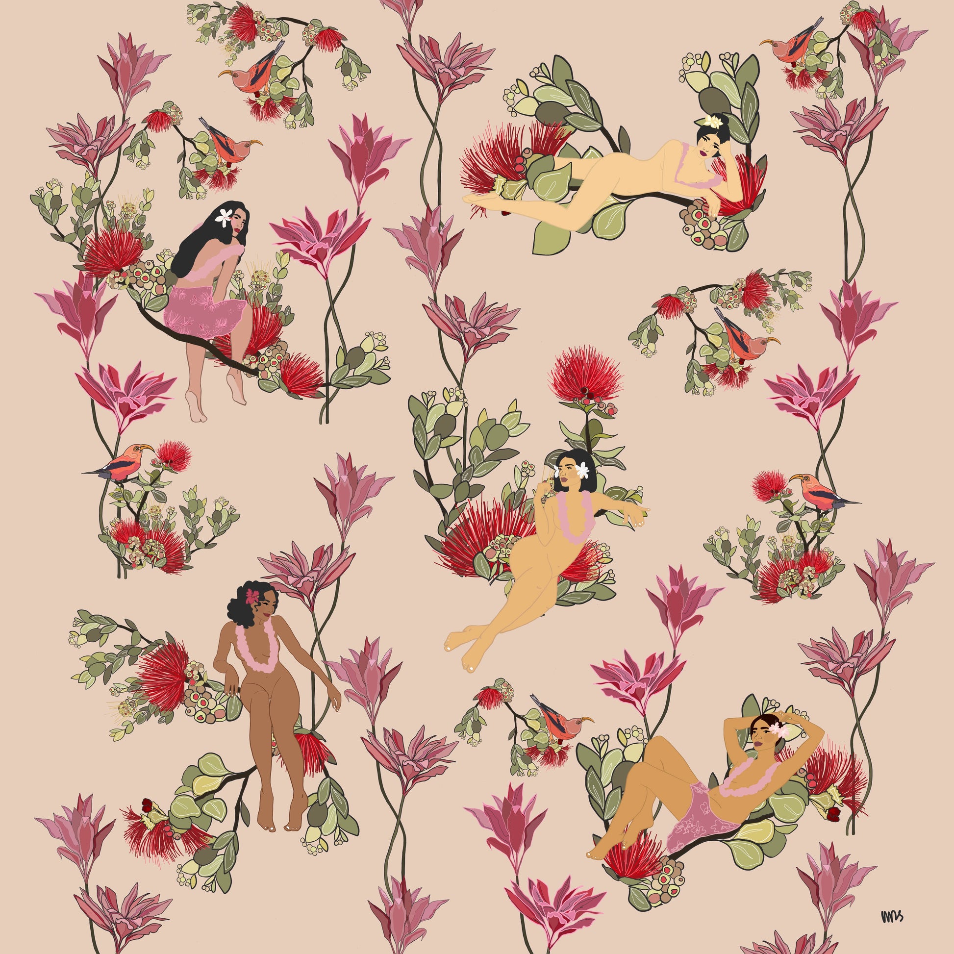 “Lounging Amongst the 'Ohi'a“ - Margaret Rice Studio