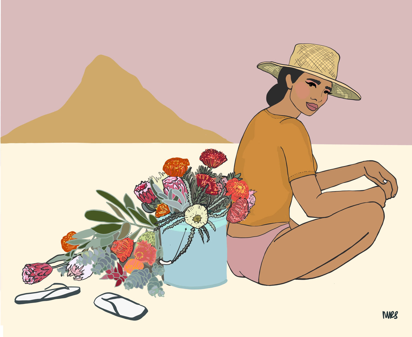 “Pail of Protea” - Margaret Rice Studio